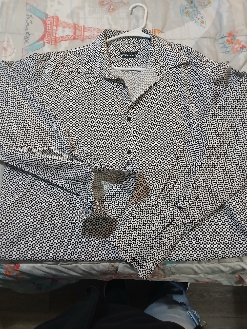 Sean John Black & White Geometric Dress Shirt